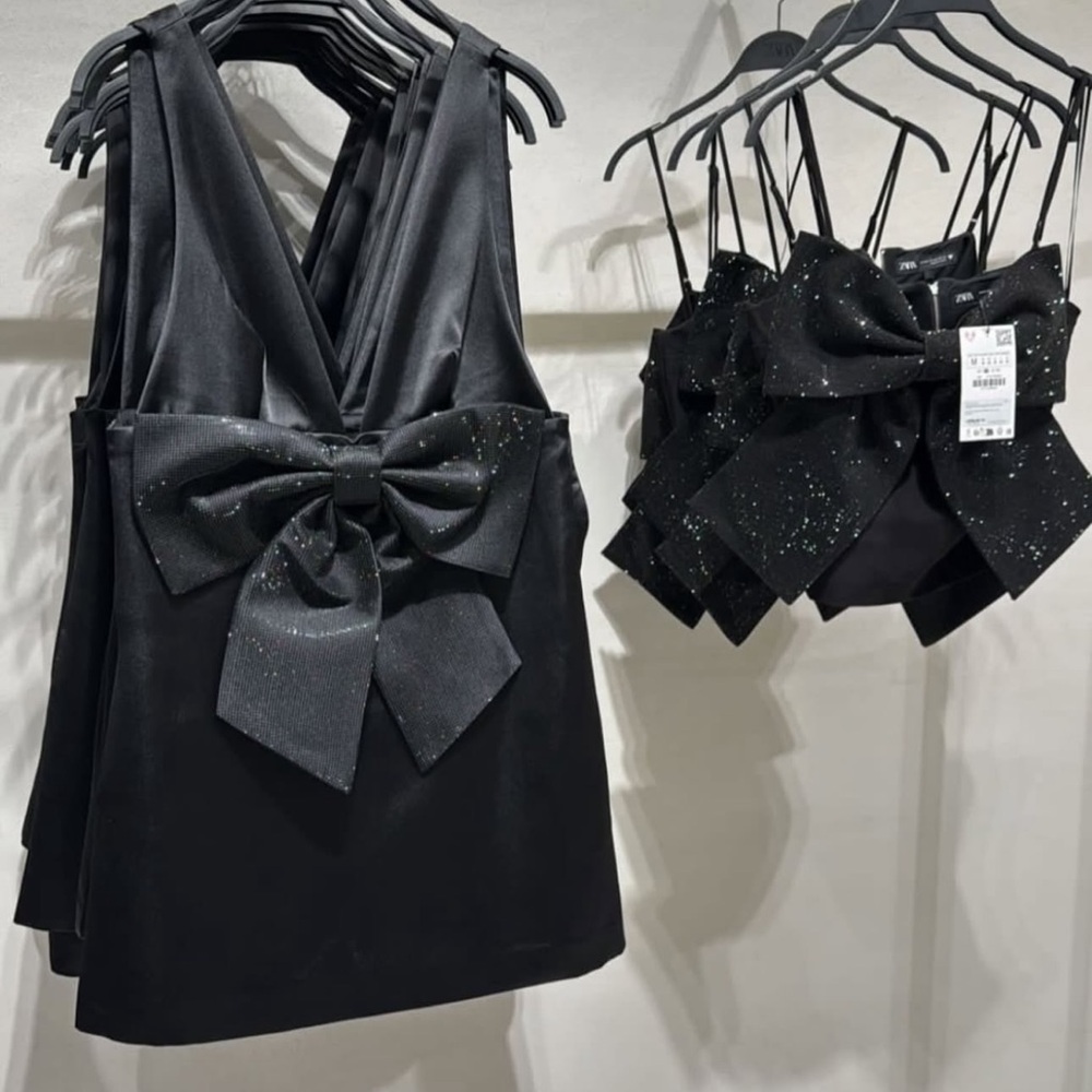 Size XS | Zara |Elegant Black Dress with Large Bow - Picture 8 of 15